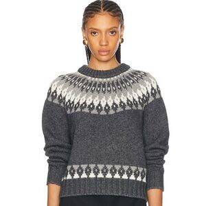 RONY KOBO Dangela FairIsle Sweater in Slate Grey Ivory Sz M